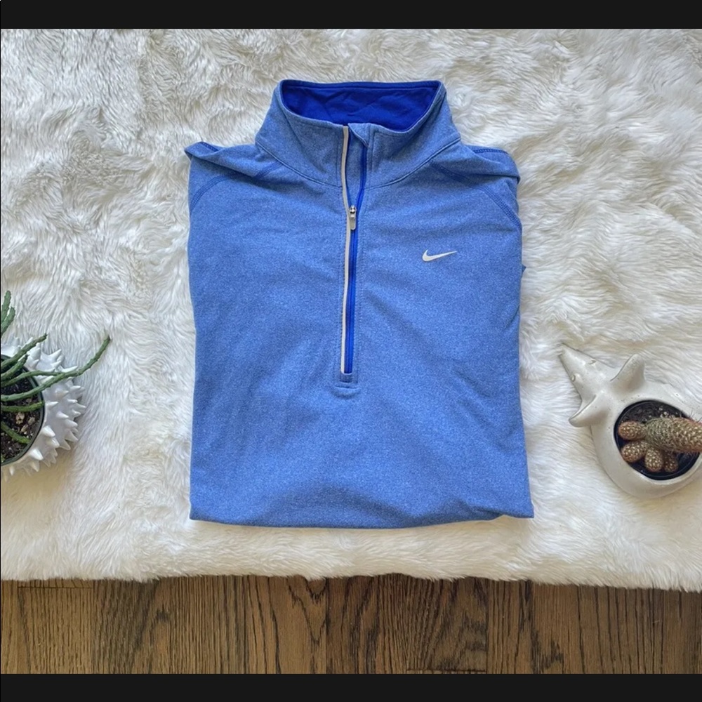 Nike Womens Pink 1/4 Zip Dri-Fit Element Pullover Medium Jogging Blue Hiking